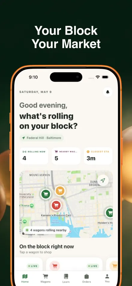 Row and Wagon: Your Block, Your Market, with wagons live on the map