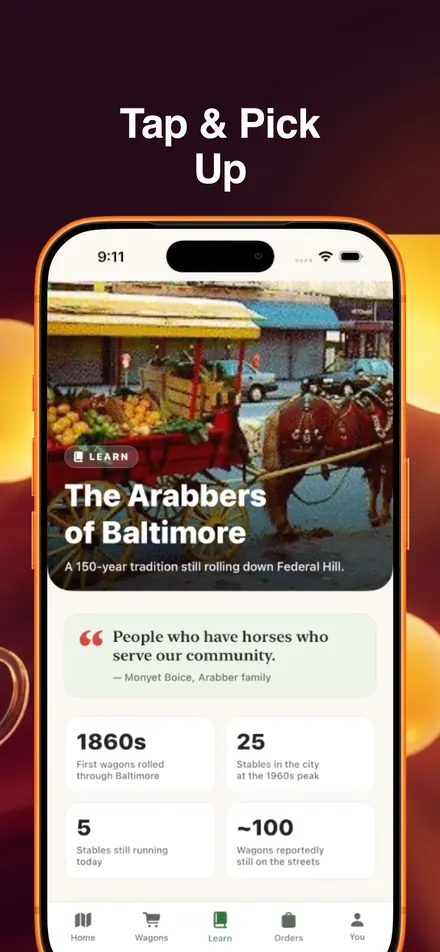Row and Wagon: The Arabbers of Baltimore, in the app's Learn tab