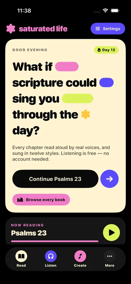 Saturated Life home: What if scripture could sing you through the day?