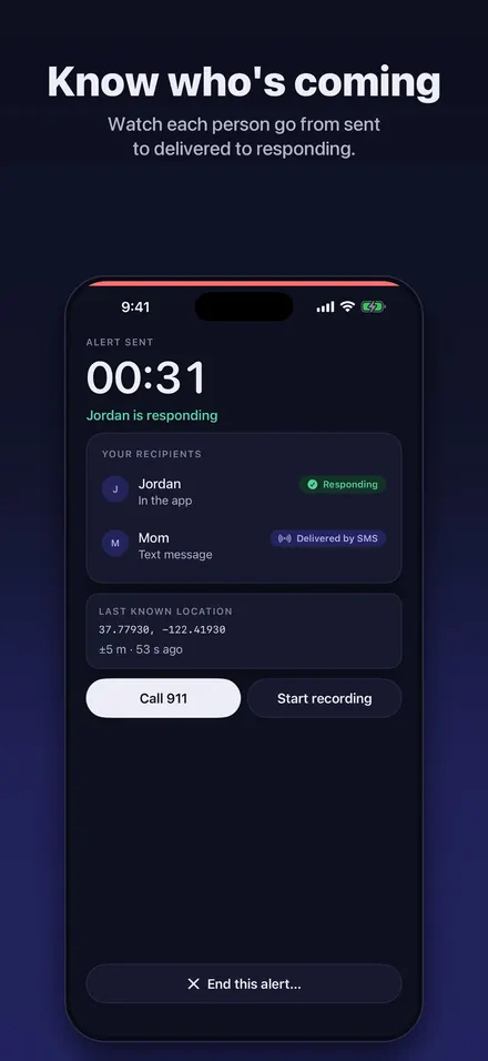 Trust Circle: Know who's coming, with each person's alert status